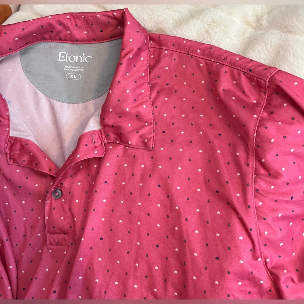 Etonic Men XL Pink 1/4 Button Polo Athletic Bowling Sleek Spring City Preppy